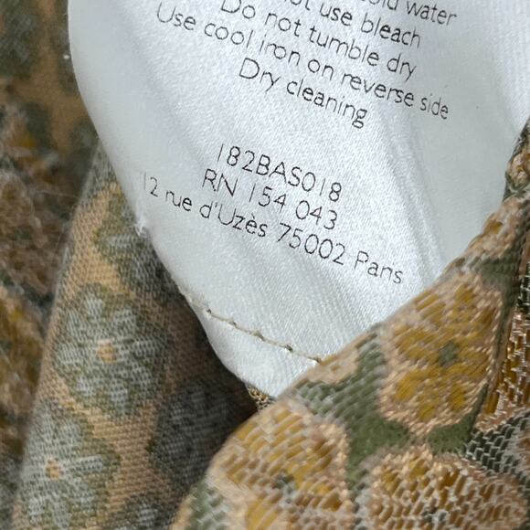 SEZANE Pants 38 Gustavo Floral Jacquard Tapered Ankle Trouser High Waist Beige - Picture 10 of 16